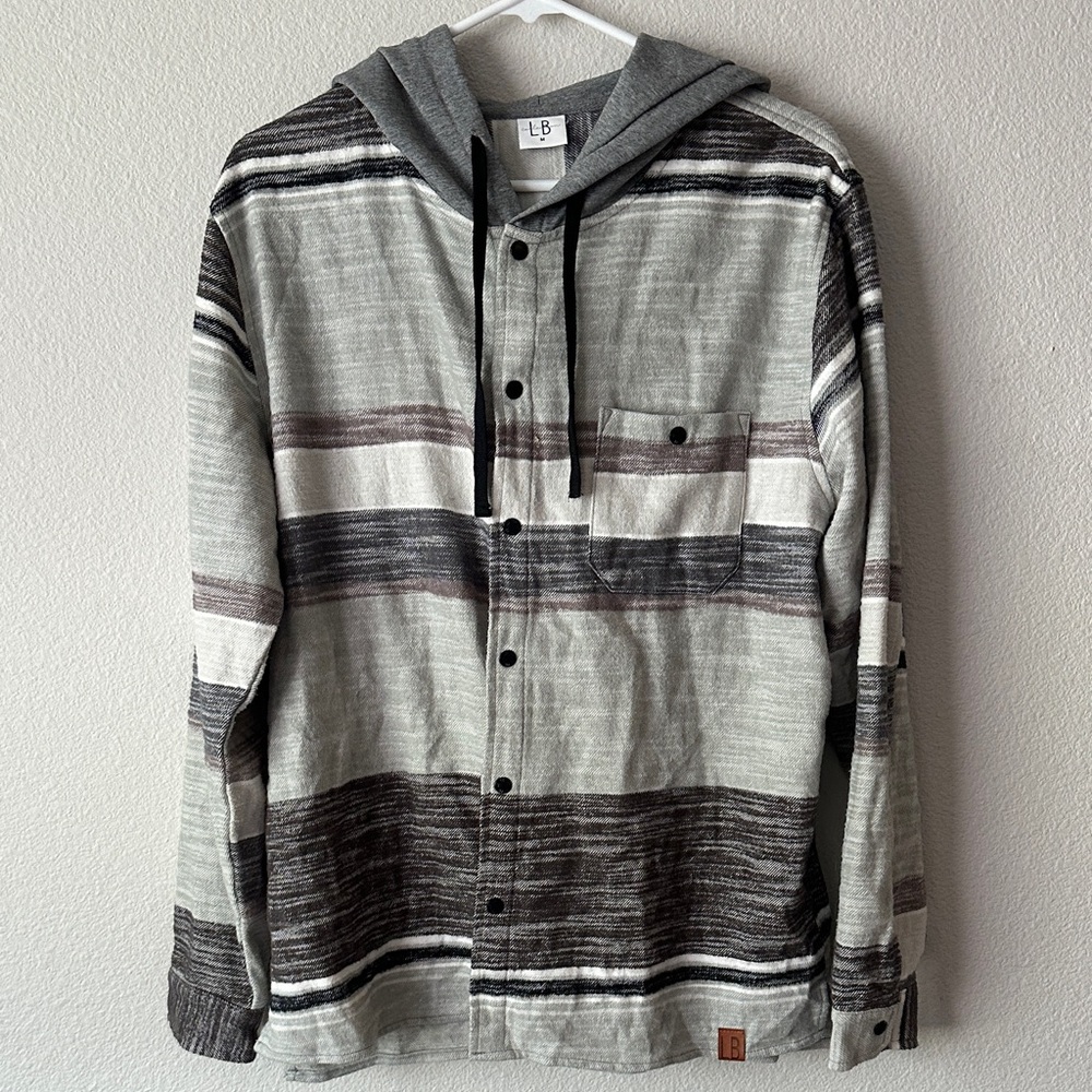 Little Bipsy Striped Hooded Shirt Jacket